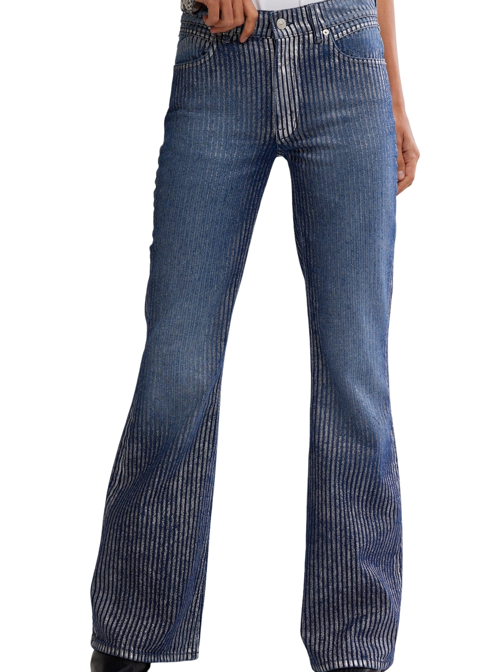 NWT Free People West Coast Metallic High Waist Flare Jeans Size 29 - Picture 2 of 10
